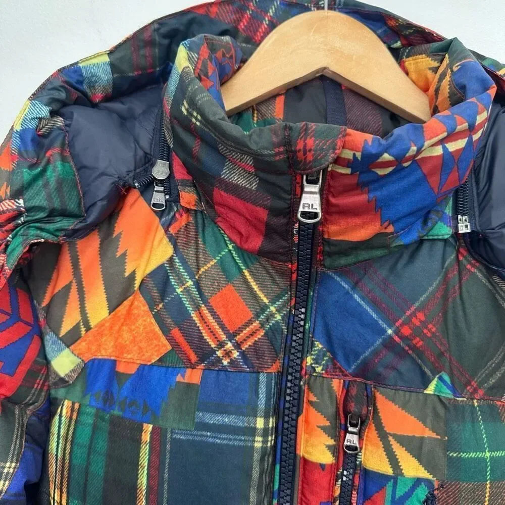 Polo Ralph Lauren Men’s Unisex Ripstop Patchwork Aztec Goose Down Zip Jacket
